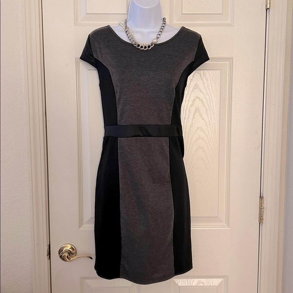 Gray and black pencil dress
